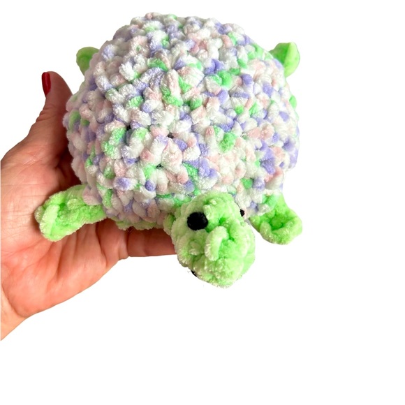 HAND CRAFTED Crocheted Amigurumi Colorful Soft Chenille Turtle Toy - Picture 5 of 7